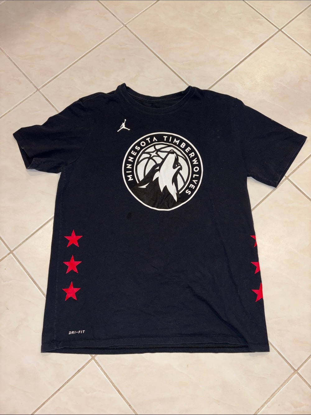 Nike Black Minnesota Timberwolves Graphic Tee with Red Star Accents - Men's